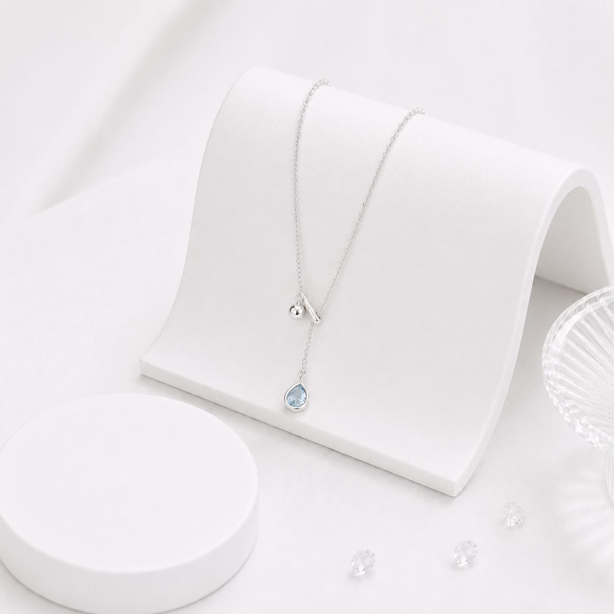 Thùy 3 - Dây Chuyền Bạc Nữ S925 Mặt Giọt Nước Đá Xanh-compressed