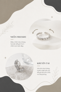 Quy trình chăm sóc nhẫn bạc freesize và khuyên kẹp vành tai Muse Accessories