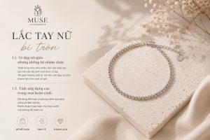 Mẫu lắc tay nữ bi tròn thiết kế tối giản, tinh tế giúp tôn lên nét đẹp thanh lịch và dễ dàng kết hợp cho mọi outfit từ Muse Accessories.