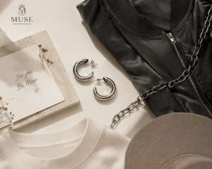 Bông tai hiphop khoen tròn cá tính của Muse Accessories
