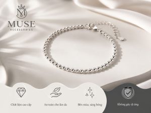 Chi tiết thiết kế hạt bi tròn tinh tế của lắc tay nữ Muse Accessories